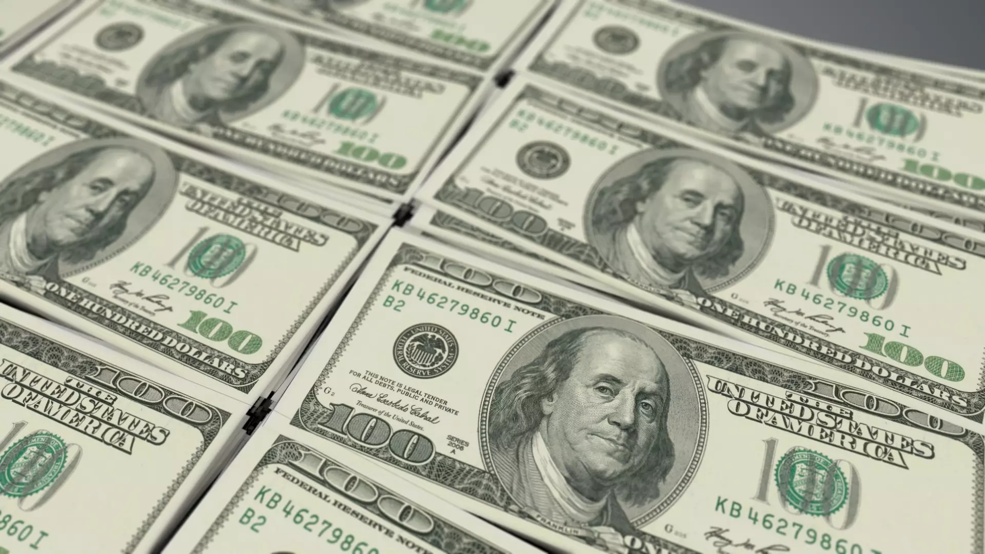 Stacked American banknotes