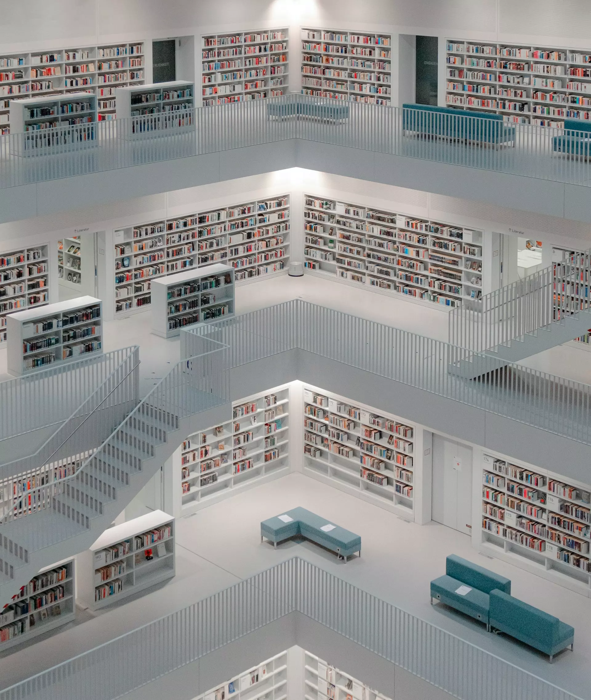 Multiple floors of bookshelves in Stuttgart City Library
