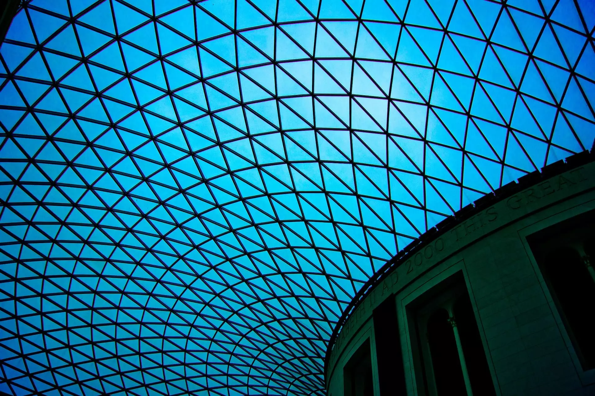 Glass and steel roof of the Great Court, British Museum, London